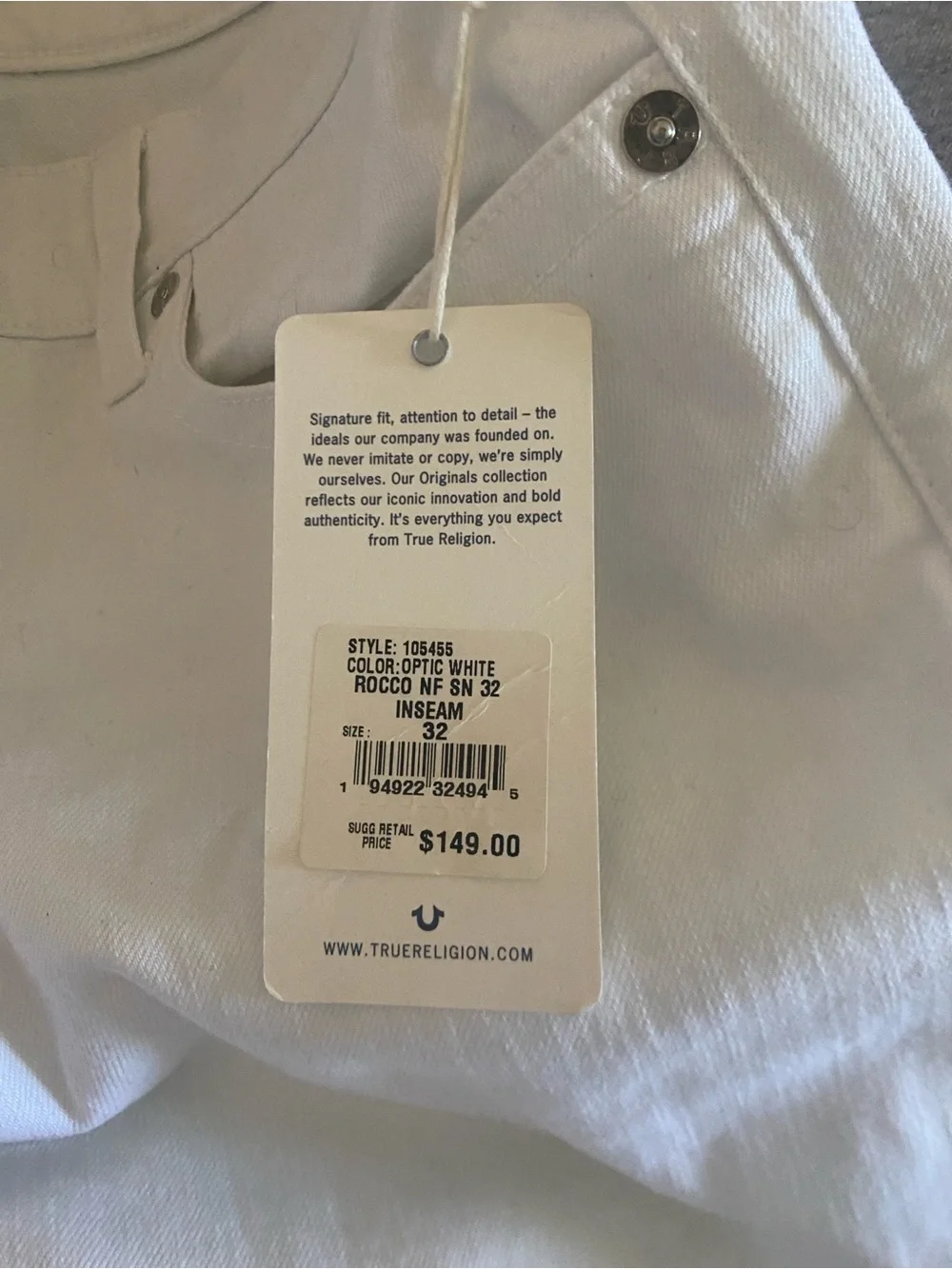 True Religion Men's all white relaxed jeans